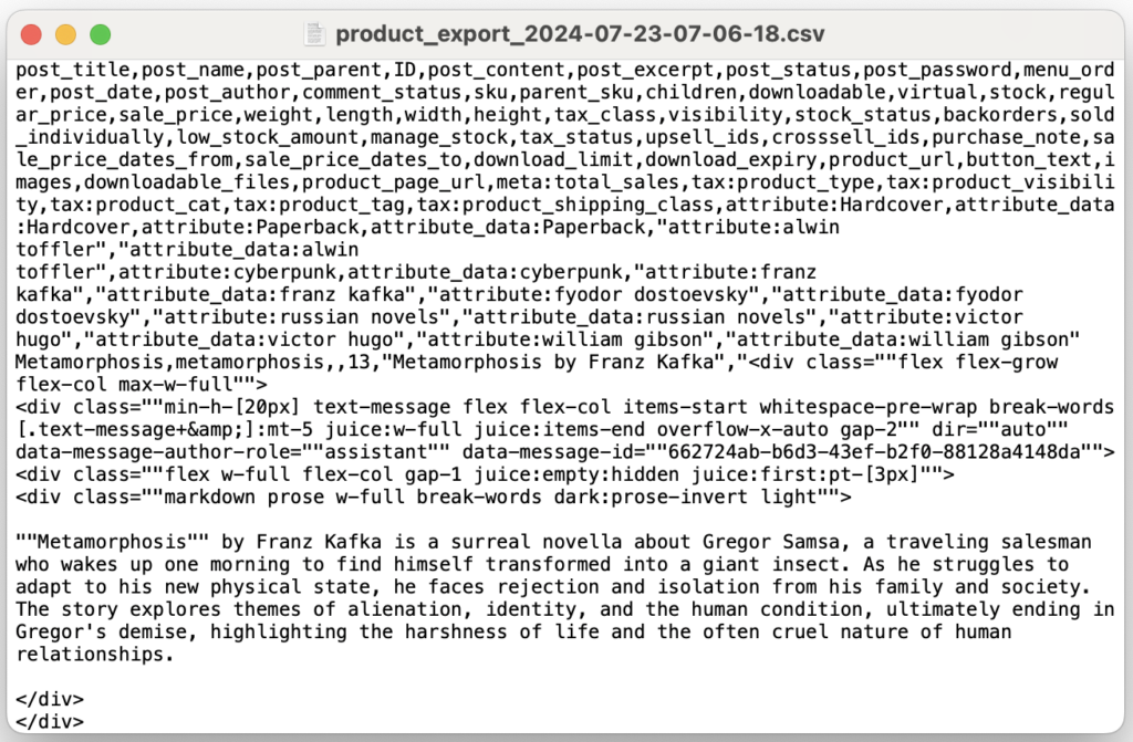 CSV file